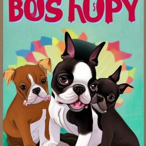 Hyperrealistic Boston Terrier Puppies' Mischief
