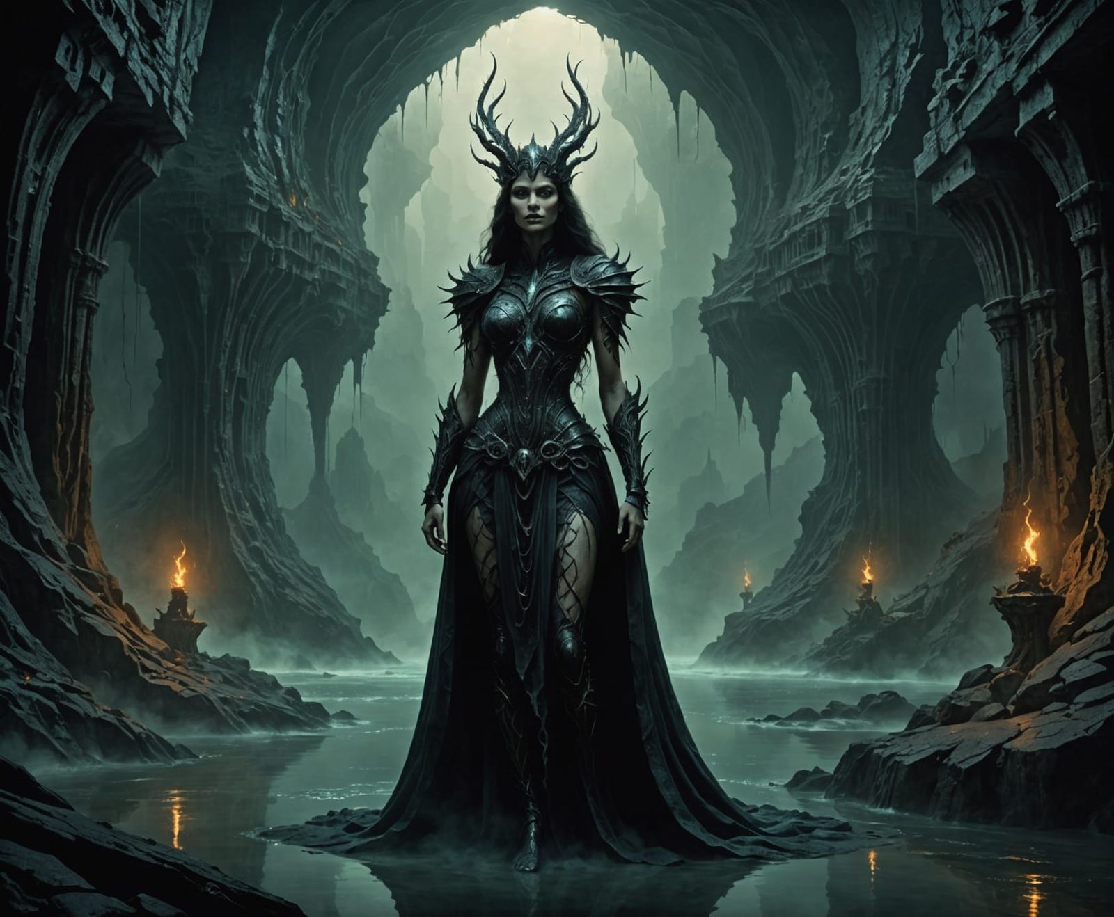 Siren's Song: Mystical Cavern in Dark Surrealism Style