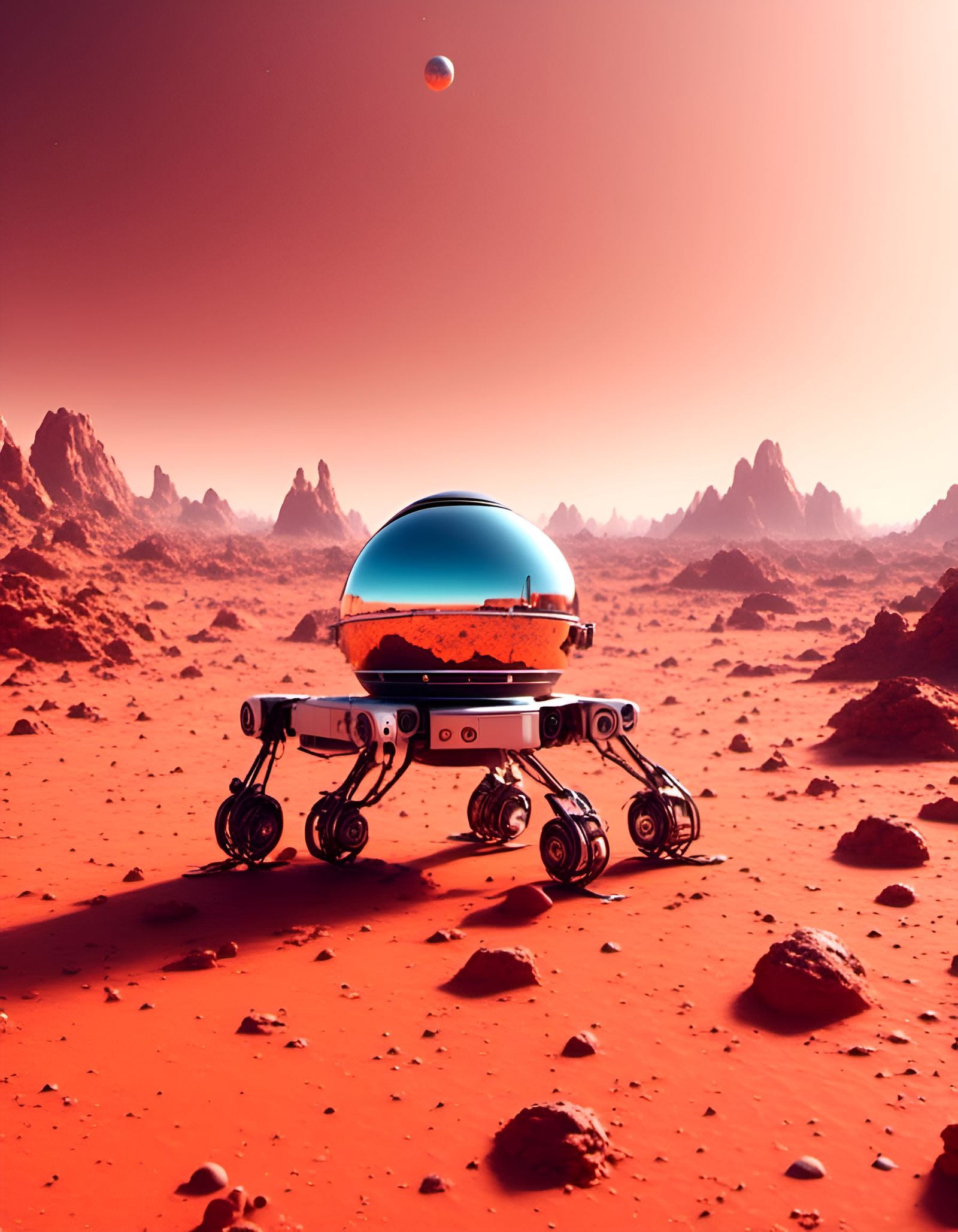 3D Robot Sphere Floating on Mars