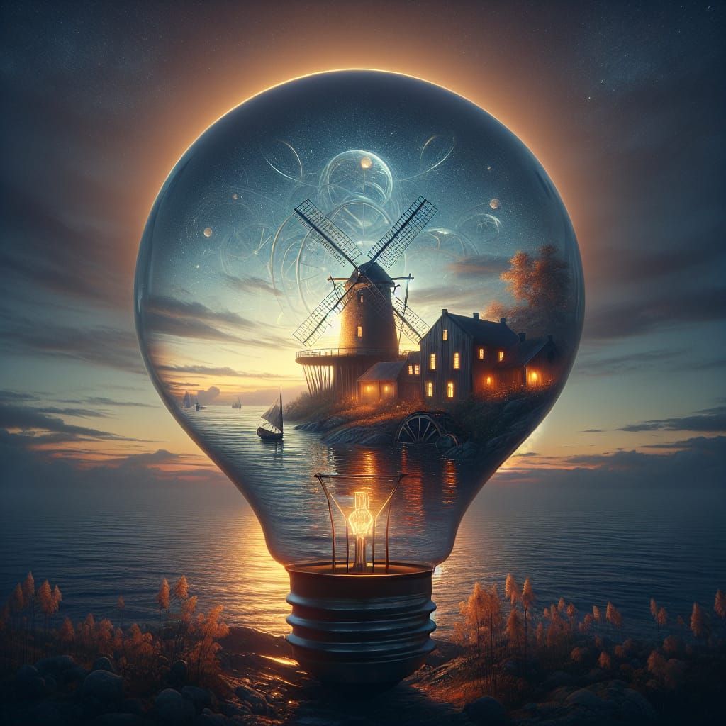 Watermill in Lightbulb: Fantasy Concept Art