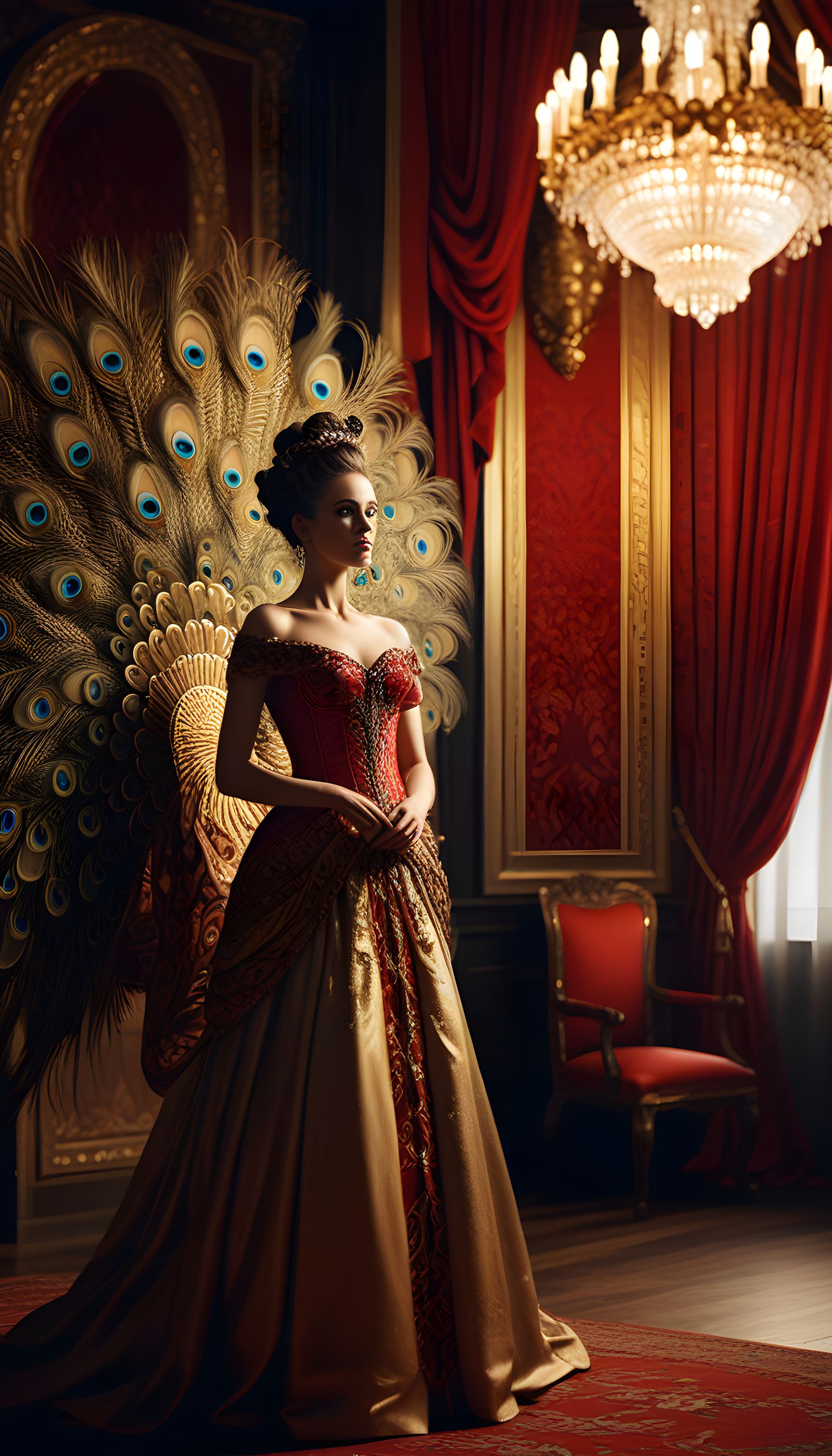 Peacock Cancan Dancer 14 - Rouge