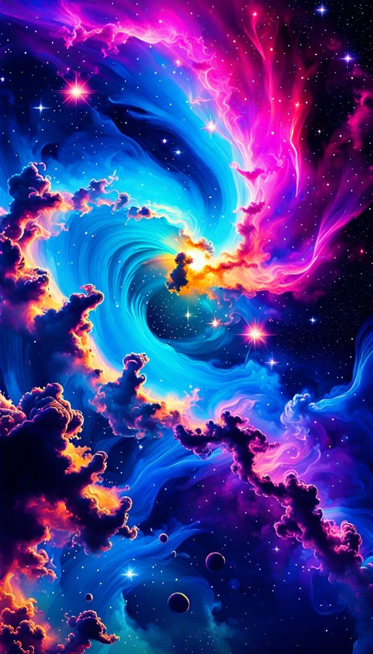 Vibrant Nebula Night Sky Mobile Background