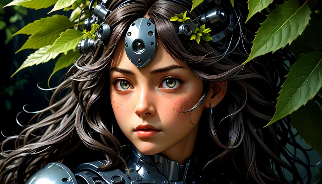 Cyborg Portrait in Studio Ghibli Fairytale Style