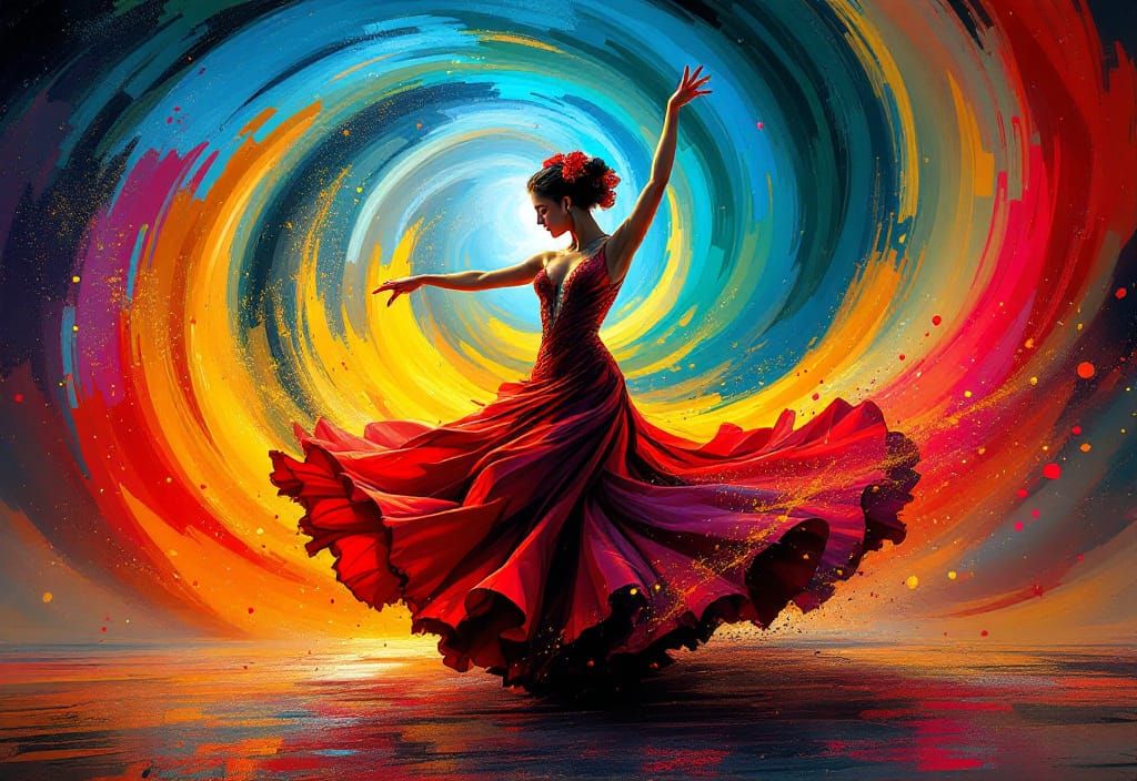 Flamenco Dancer in Pop Art Style with Golden Ratio