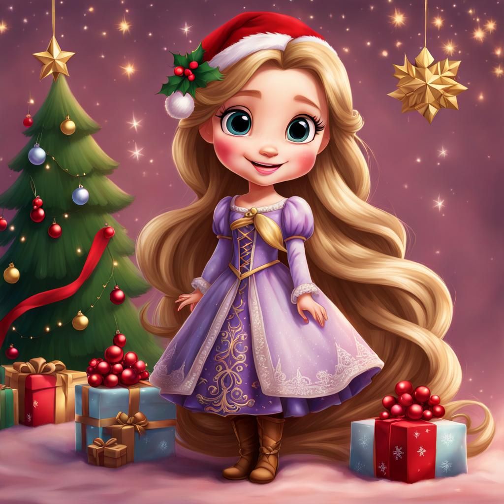 Hyperrealistic Christmas Chibi Rapunzel