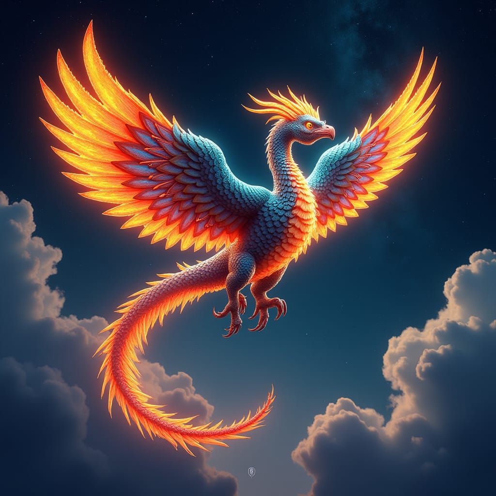 Quetzalcoatl Soaring in Starry South American Night