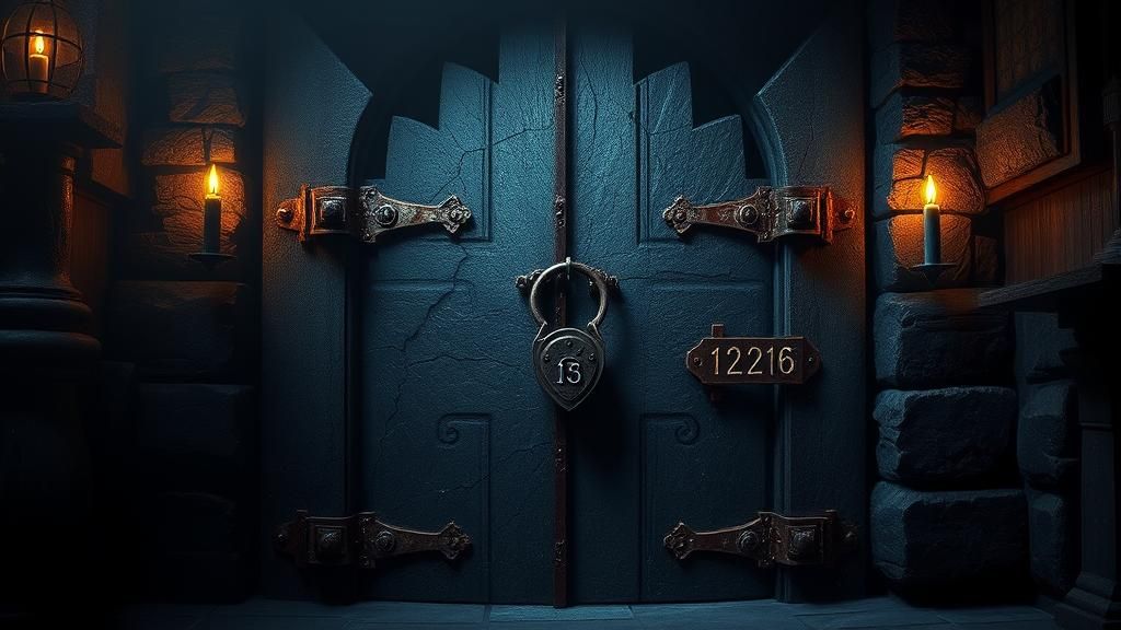 Mysterious Gothic Stone Door with Numeric Lock