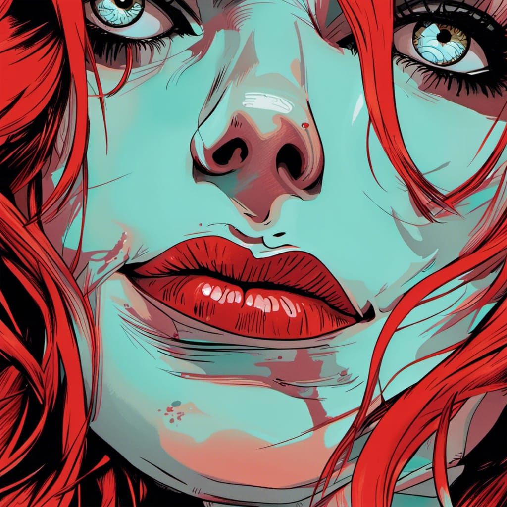 Red-Haired Woman: Heavy Metal Comic Art Portrait