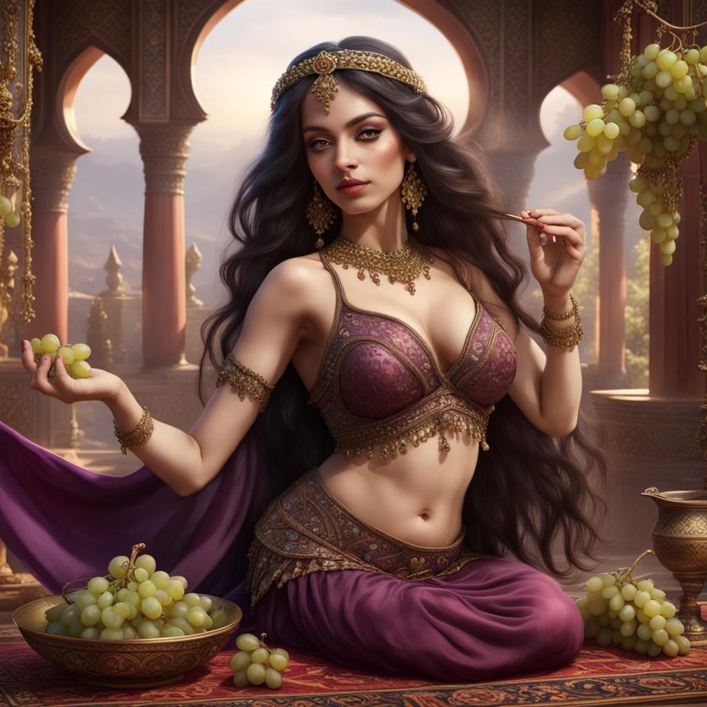 Persian Princess on Magic Carpet: Detailed Matte Painting
