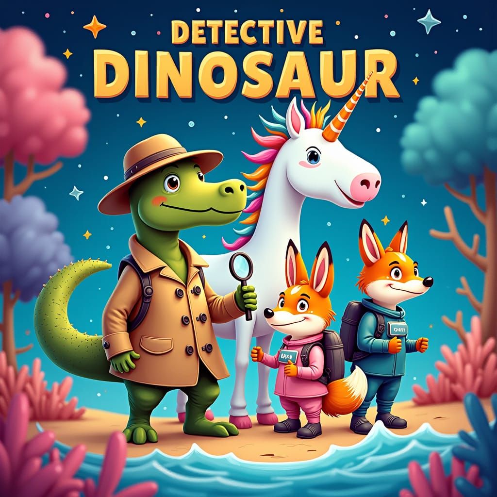 Adventurous Animals in Fantastical Landscape Illustration