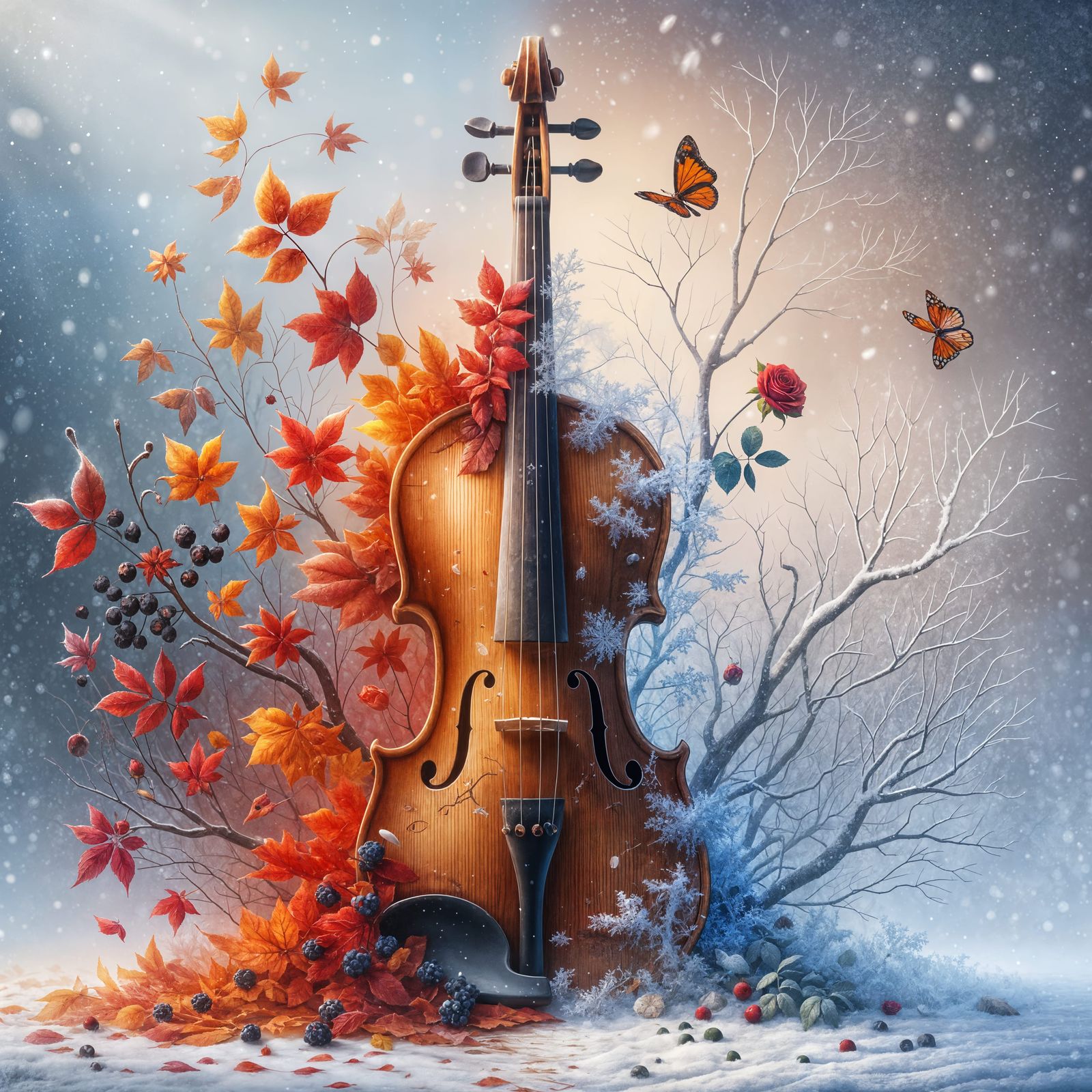 Surreal Autumn Melancholy Transforms into Frosty Winter Scen...