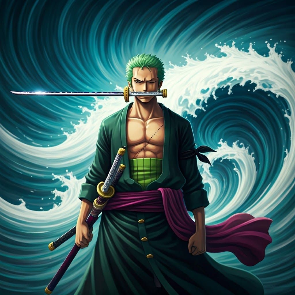 Roronoa Zoro: Three Swords Style in Digital Art