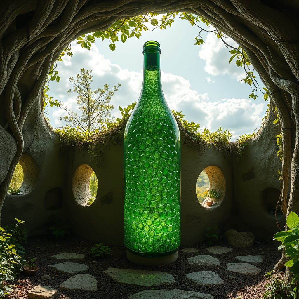 Surreal Eco Architecture with Bubbly Bottle Forms and Filigr...
