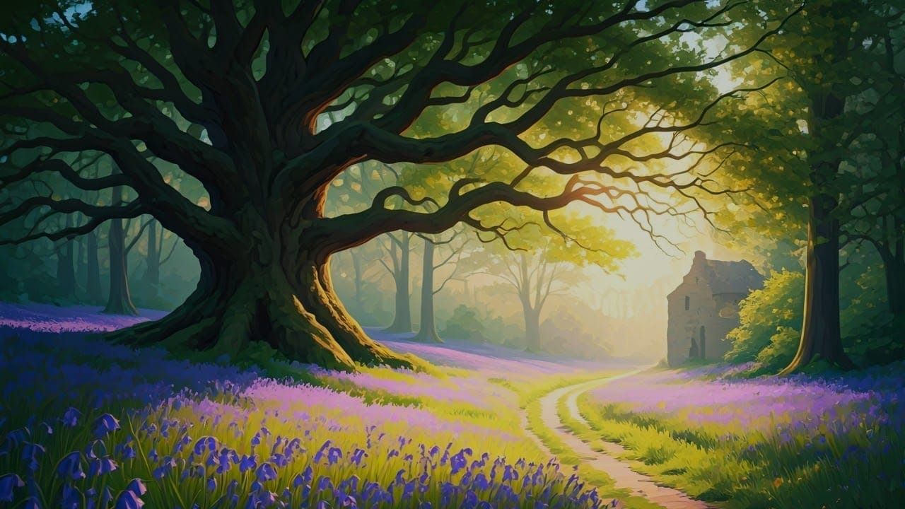 Vibrant Dawn Scene in Impressionist Style