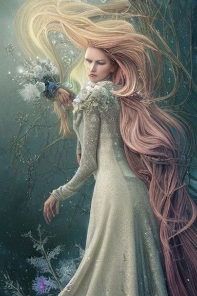 Gothic Androgynous Man in Winter Wedding Gown