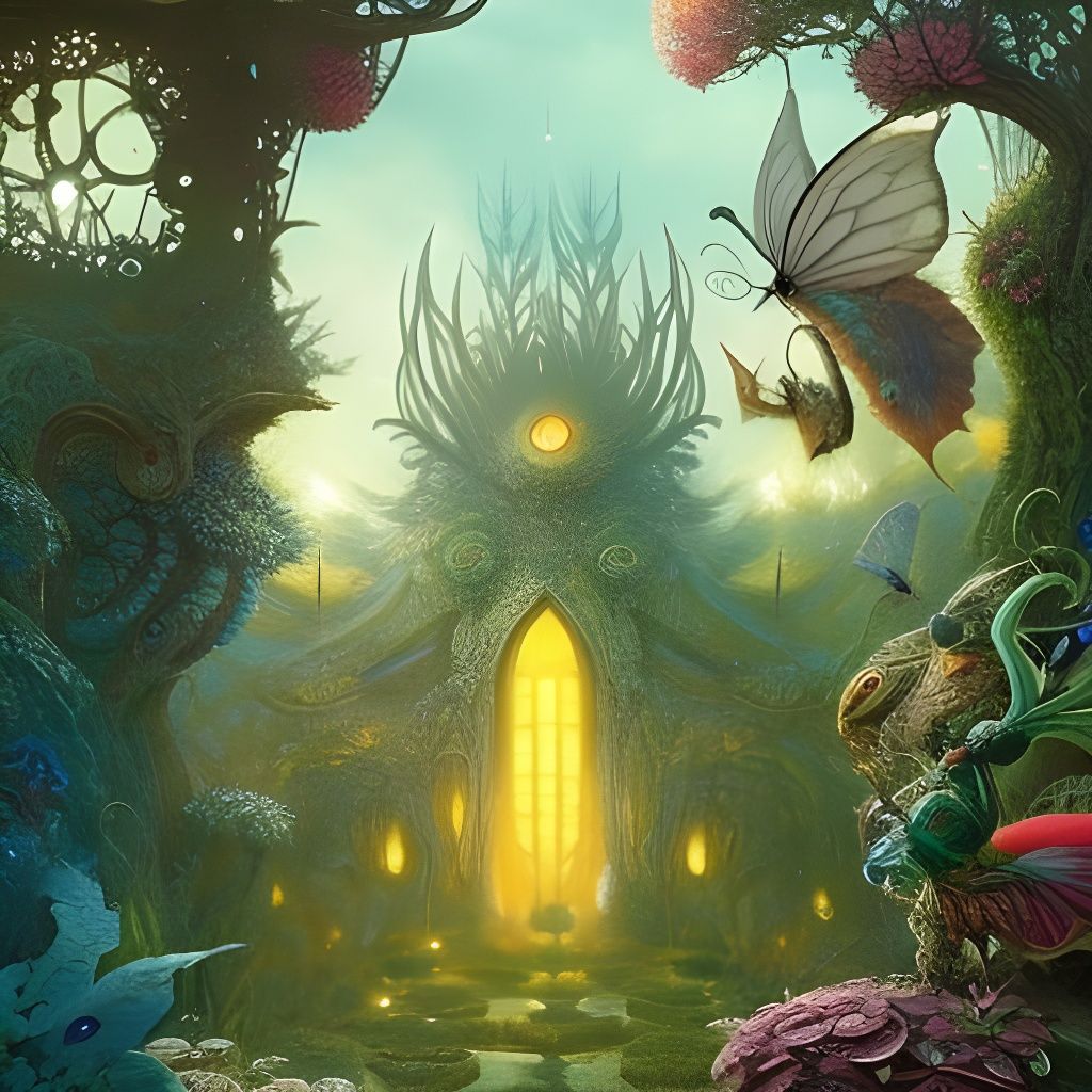 Summer Faerie Garden with Mythological Creatures