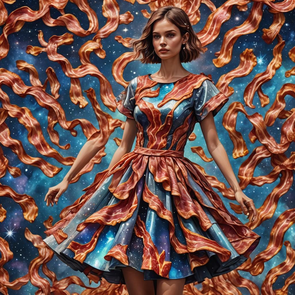 Bacon Dress: Holographic Astral Illustration