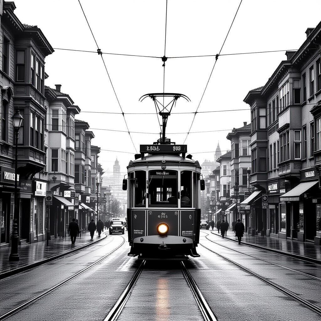 1945 Istanbul Street Scene in Black and White