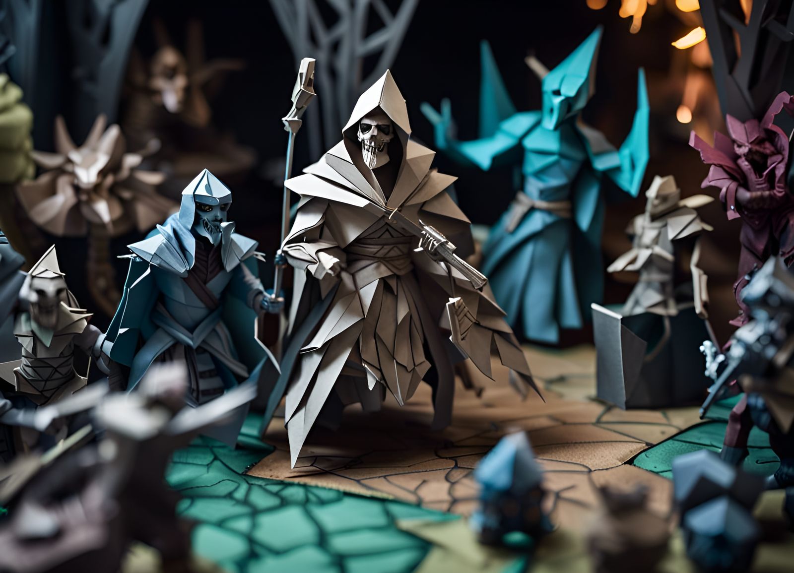 A Lich and it's minions in Origami