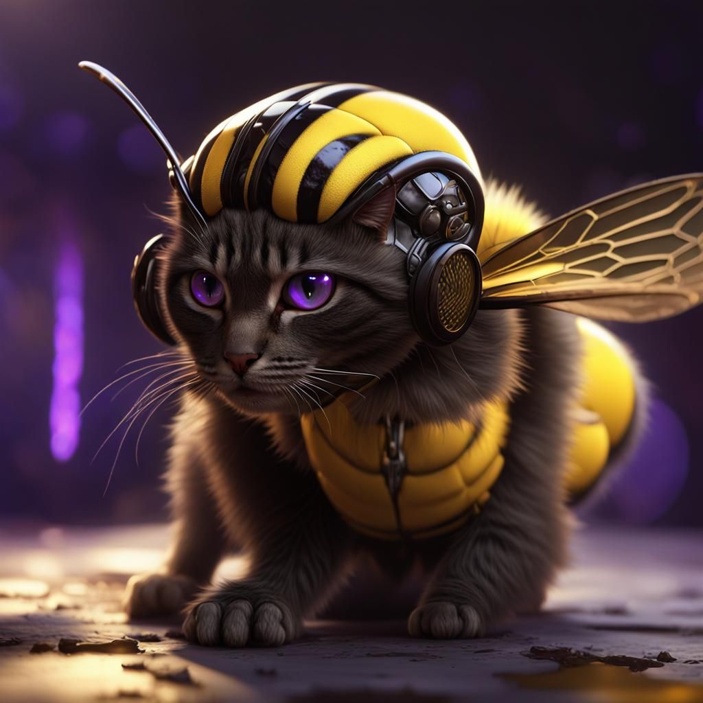 Cat as Bumblebee: Dark Fantasy Concept Art
