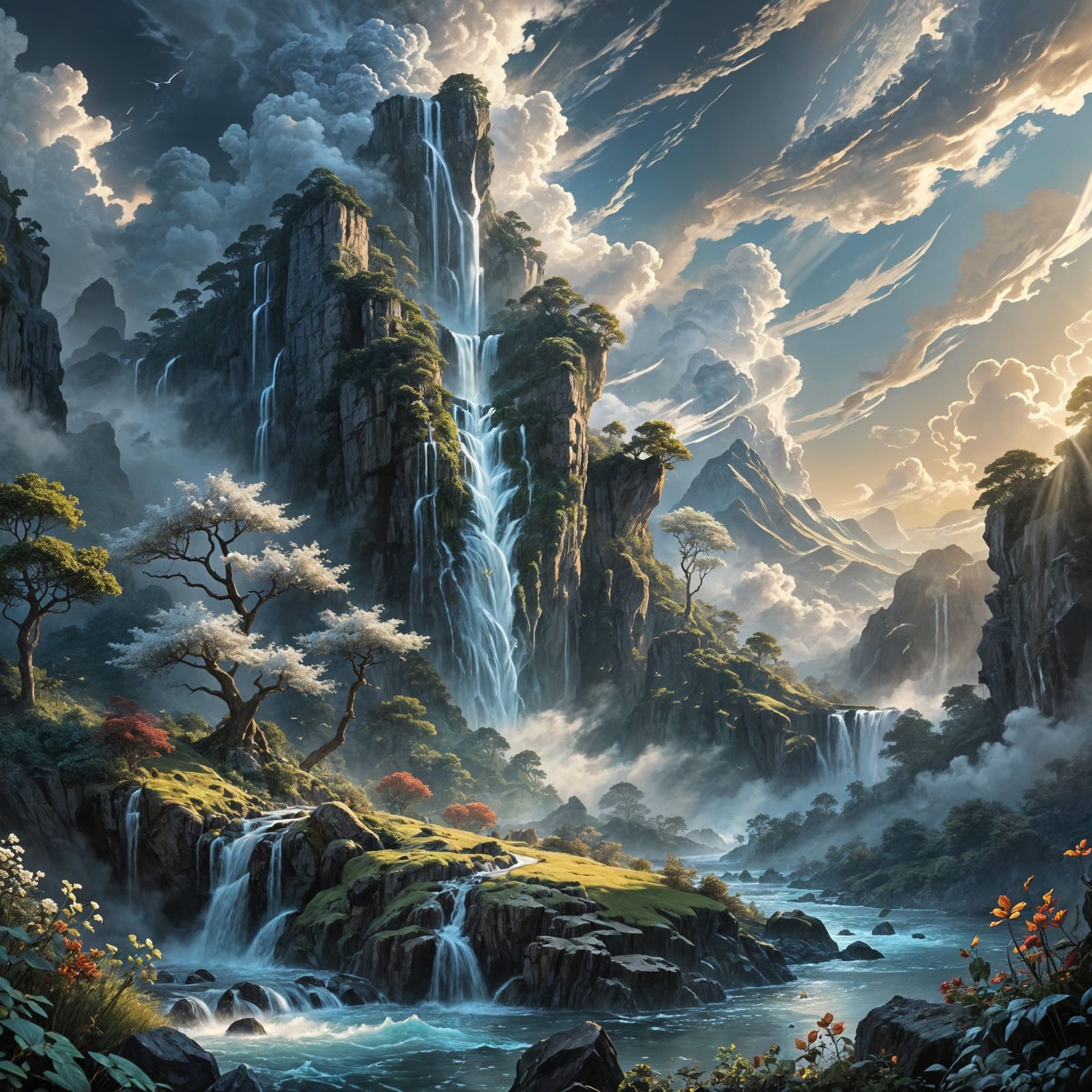 God's Ornamental Cloud Garden: A Digital Fantasy Painting