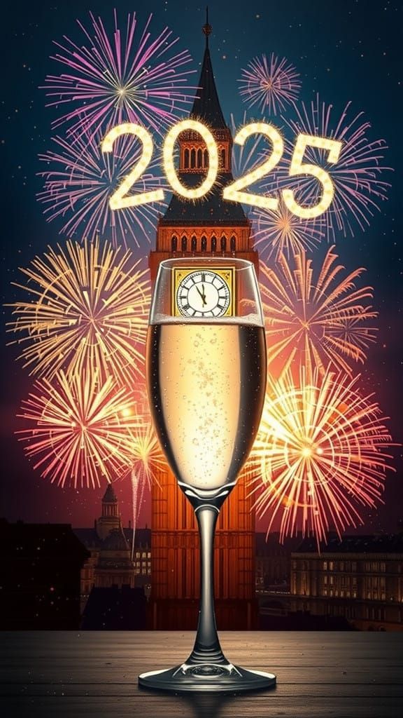 Golden New Year's Spectacle Under London's Iconic Clock Towe...