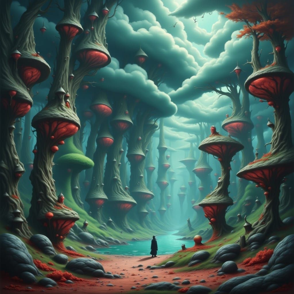 Haunted Dreamscapes in Cyberpunk Style