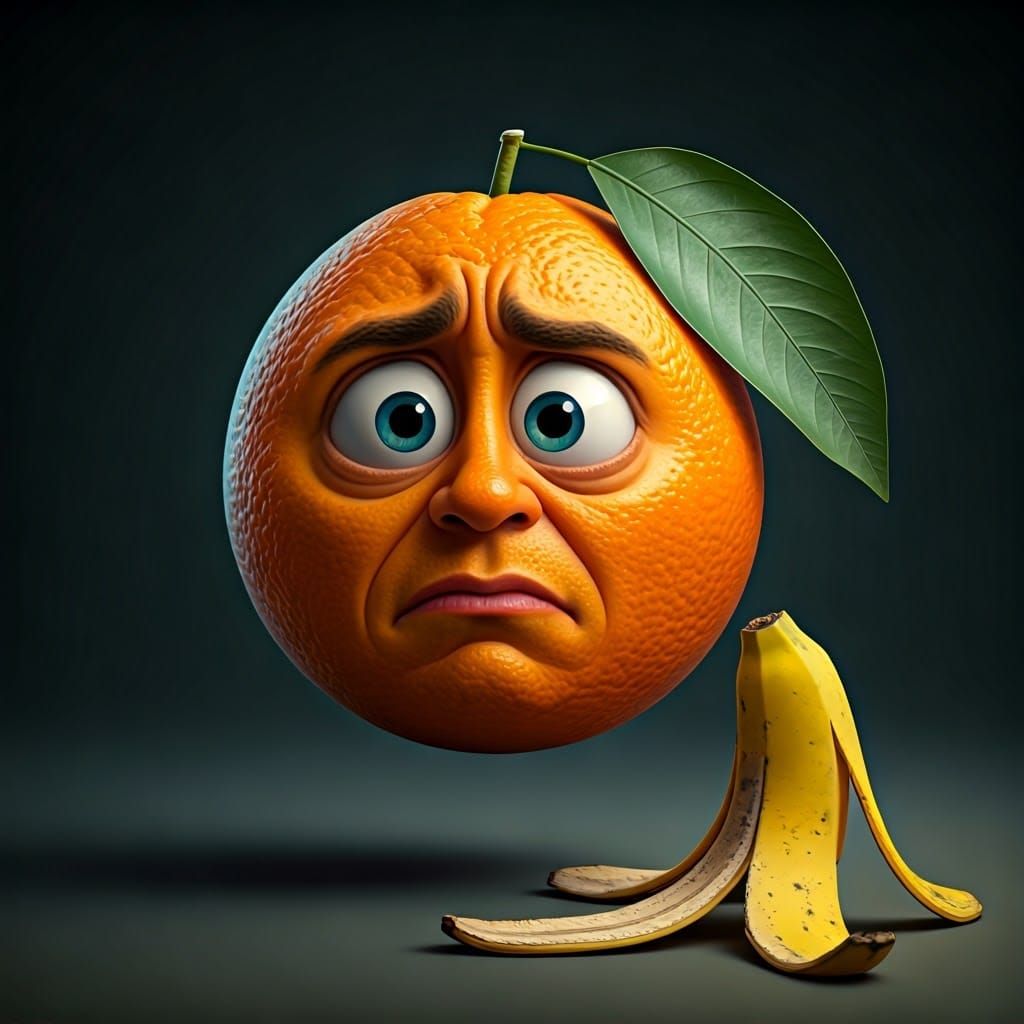 Disgusted Orange with Human Face