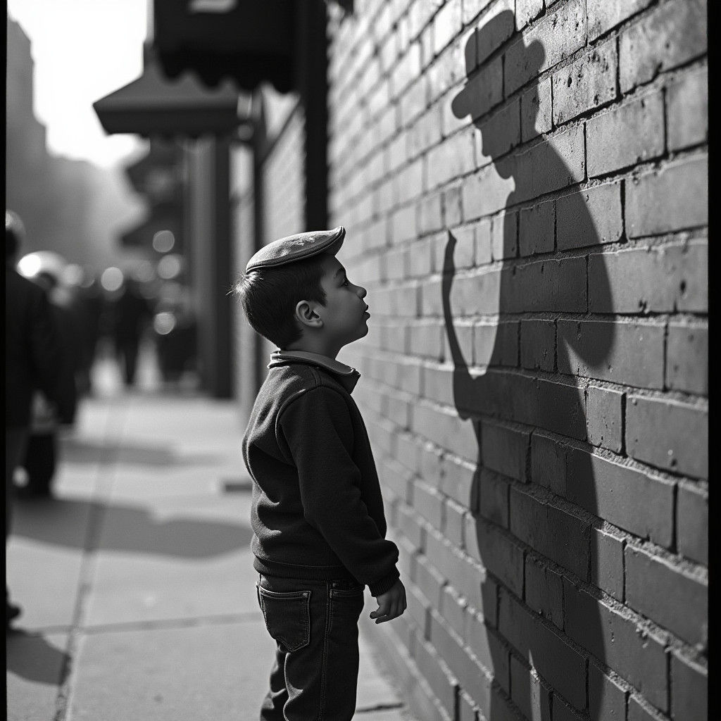 Boy and Bob Dylan Shadow, New York Street Photography