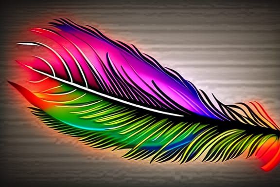 Colorful 3D Feather Quill Pen Rendering