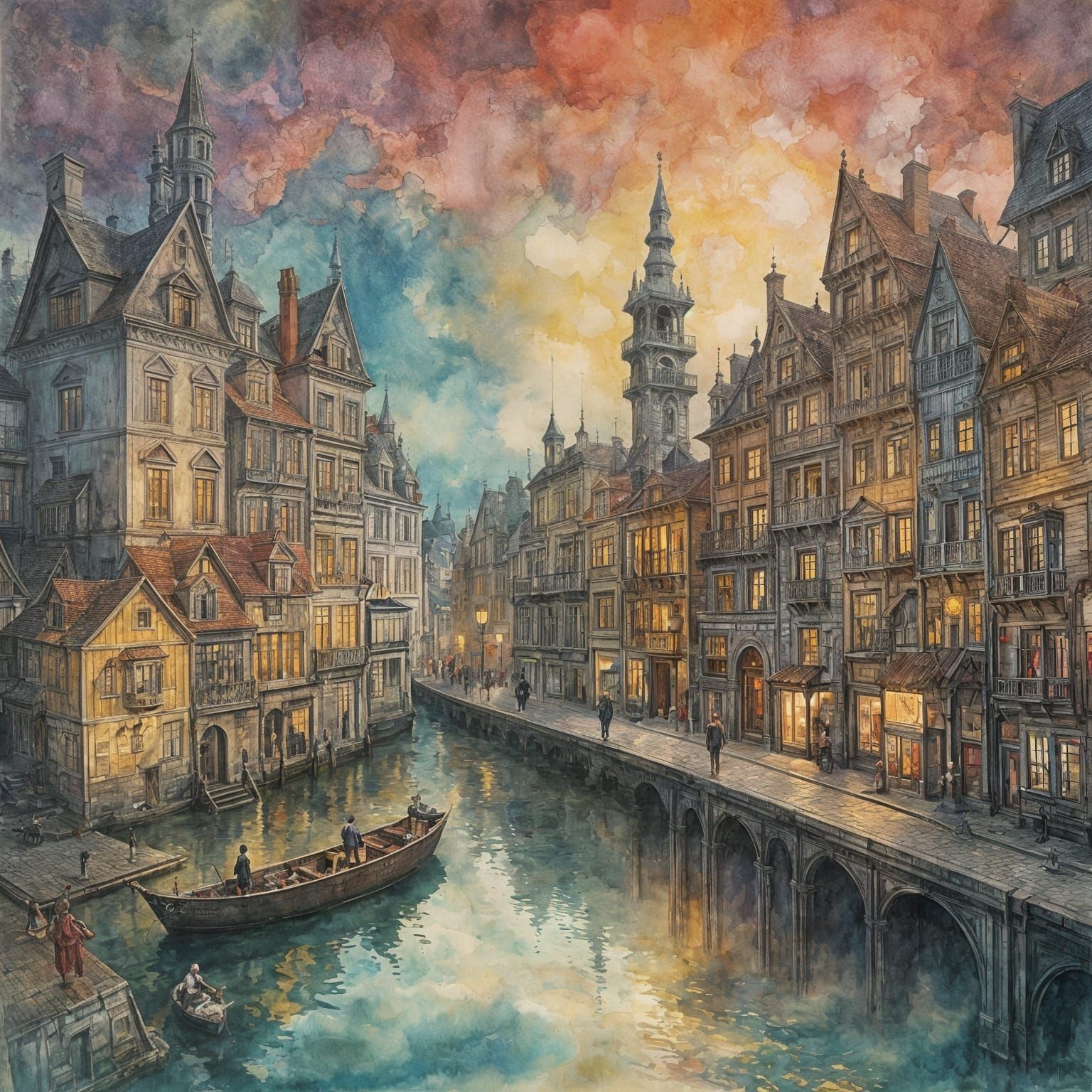 Dreamy Ethereal Portrait in Gouache Style