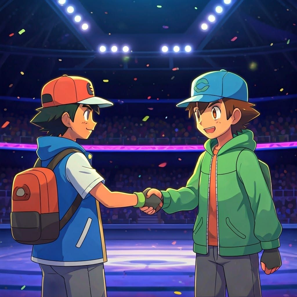 Ash Ketchum Congratulates Friend in Pokémon League
