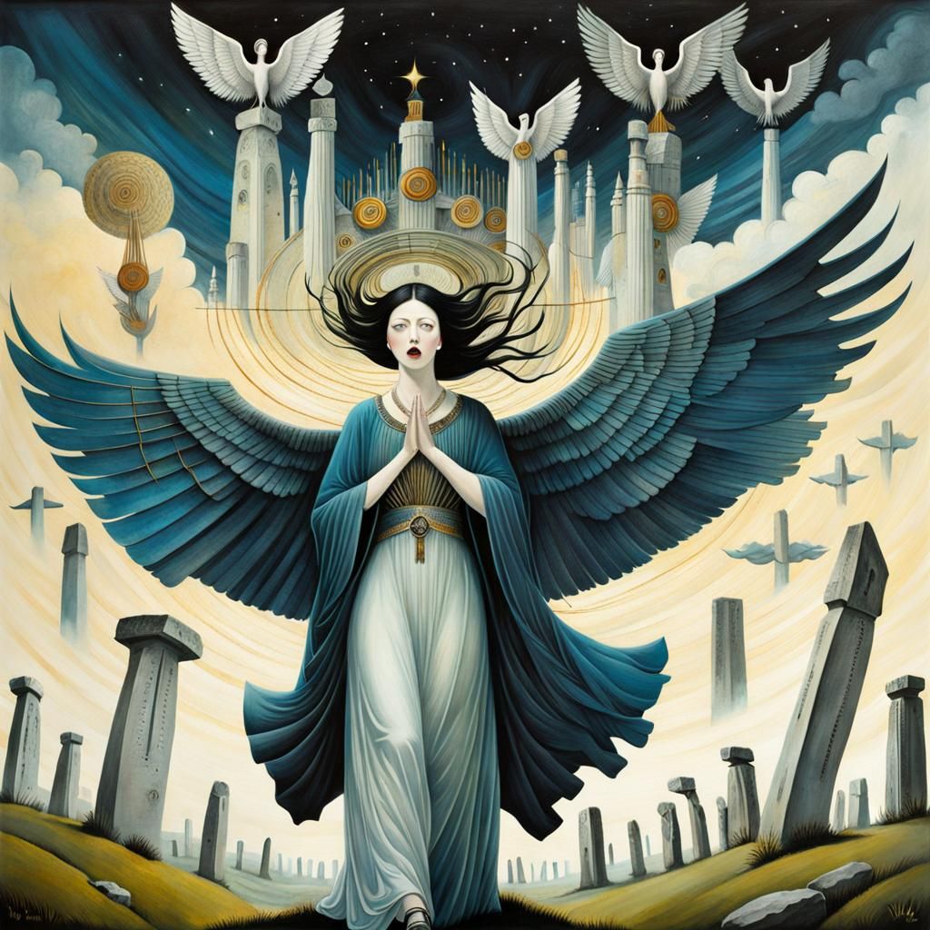 Banshee Flies Over Stonehenge in Ebru Style