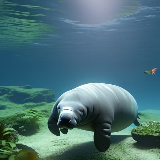 Manatee, hyperrealistic concept