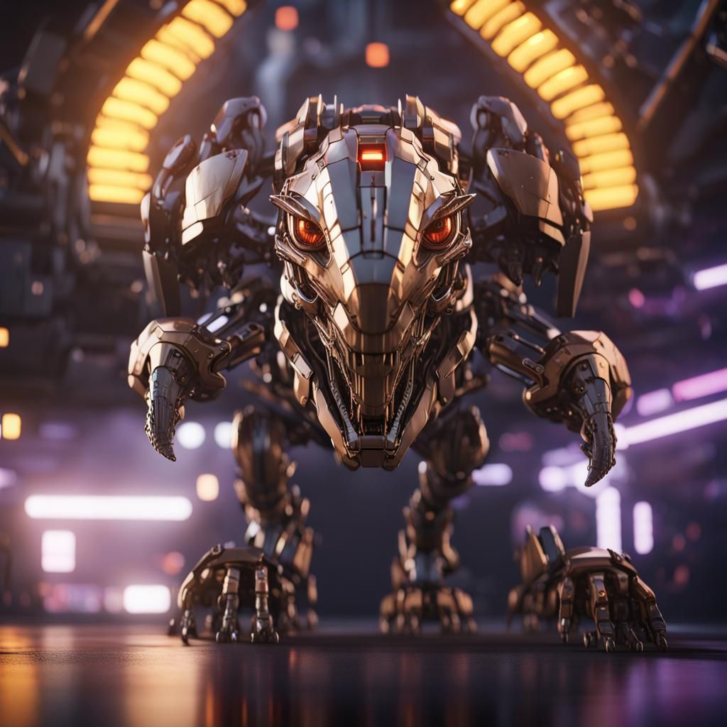 Futuristic Mecha T-Rex in Sci-Fi Scene