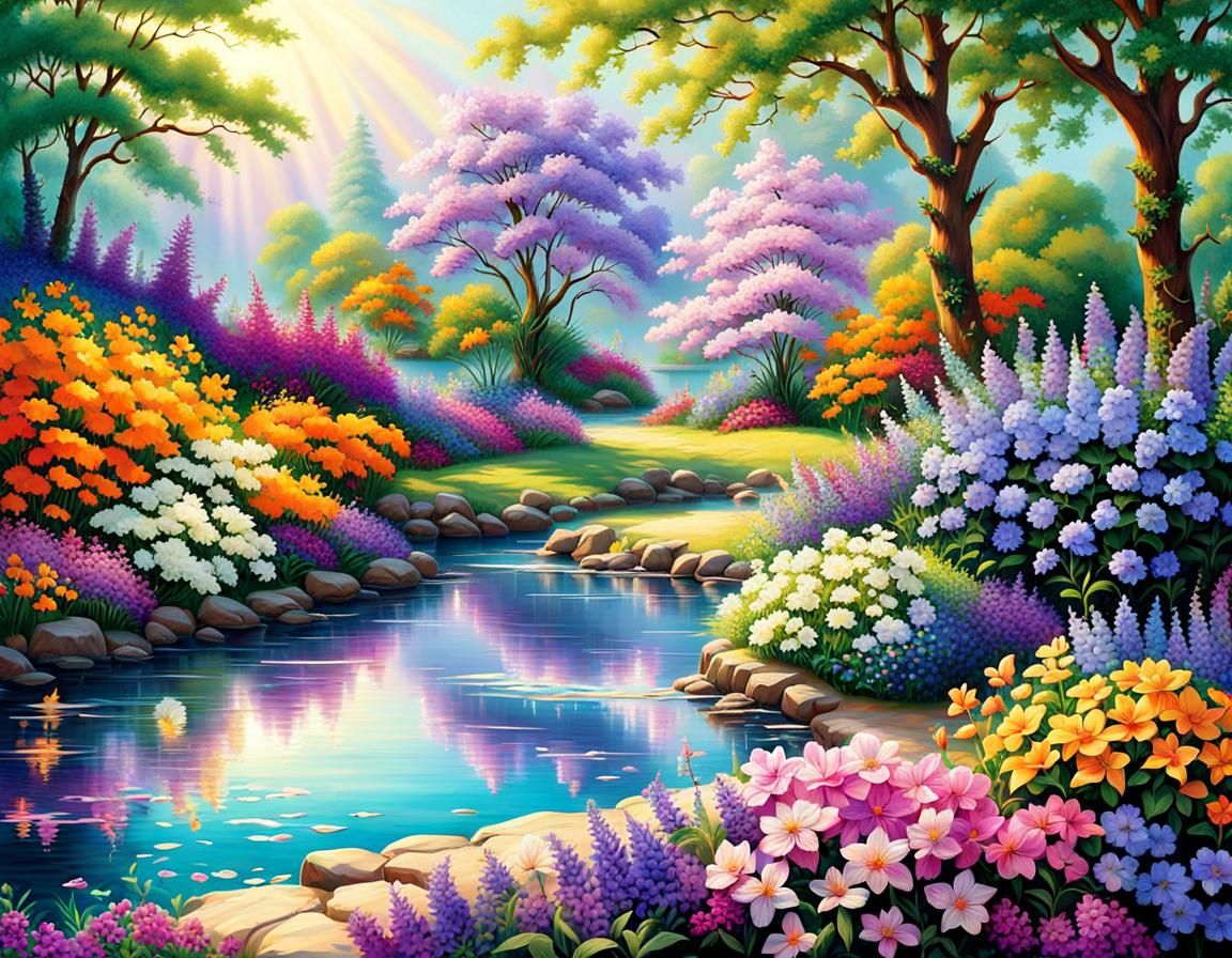 Colorful Flowers in a Bioluminescent Garden