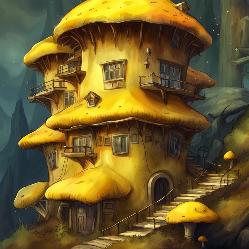 Yellow mushroom house