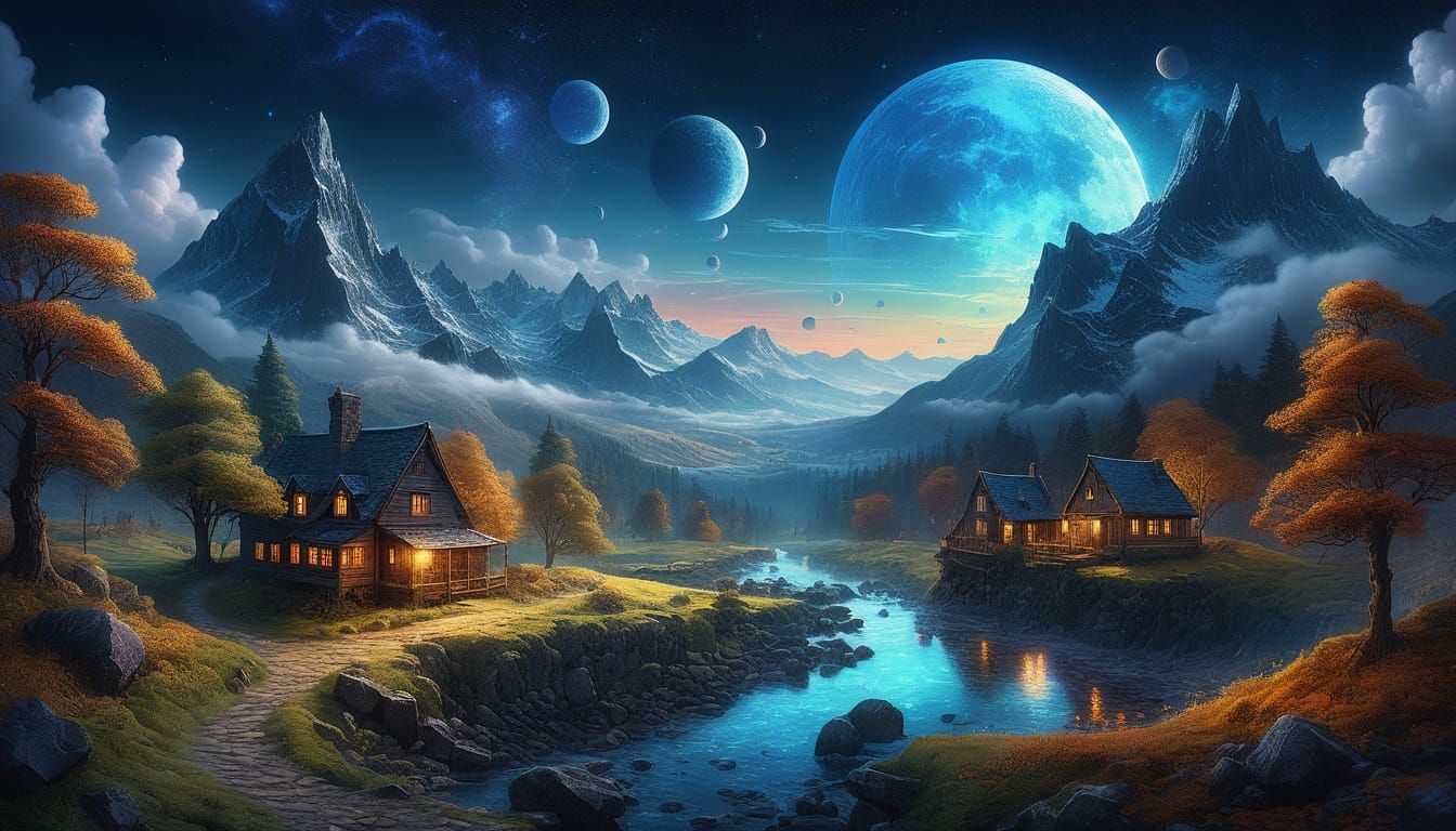 Majestic Ancient Oak Under Starry Skies