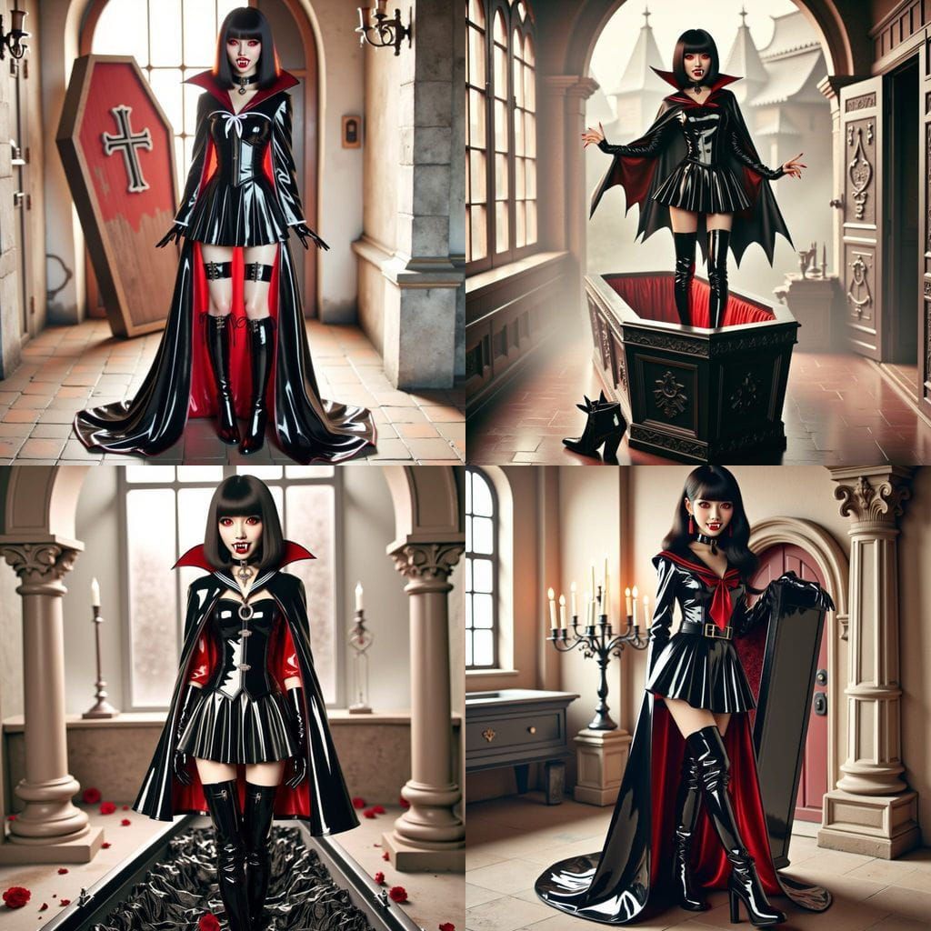 Ethereal Japanese Vampire Emerges from Coffin in Haunting Ca...