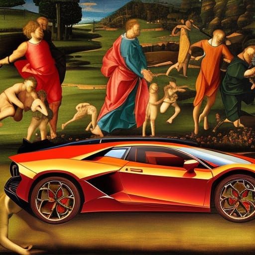 Lamborghini in Renaissance Art Style