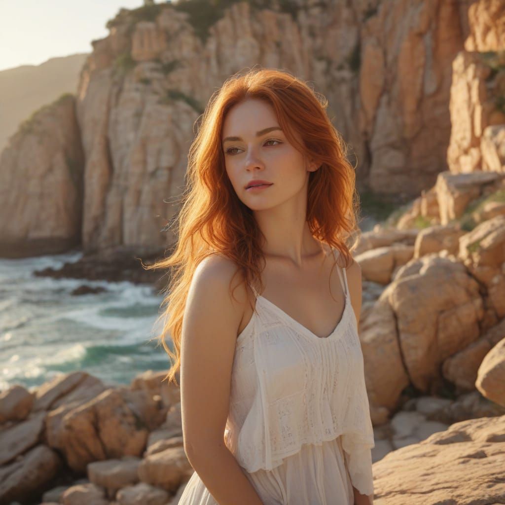 Ginger-Haired Woman at the Maltese Cliffs