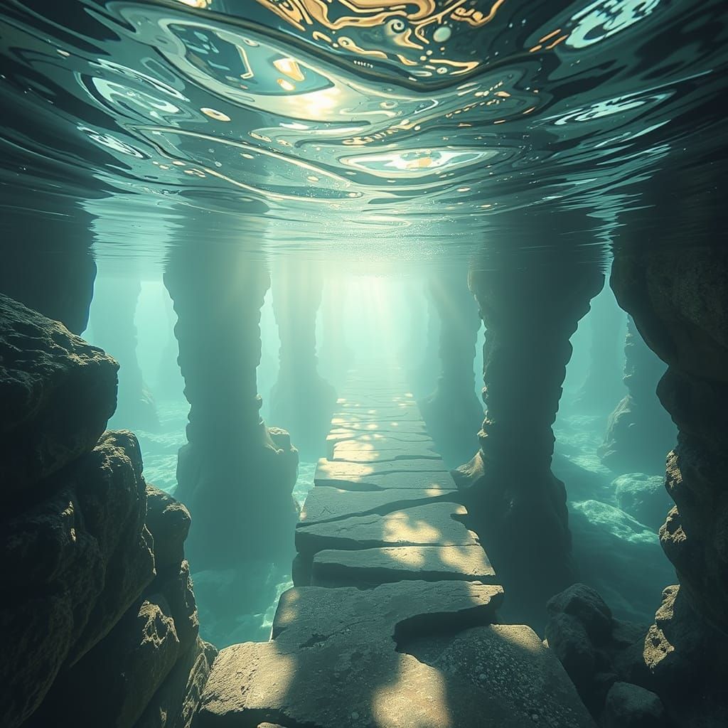 Underwater Ancient Ruins in Ethereal Light