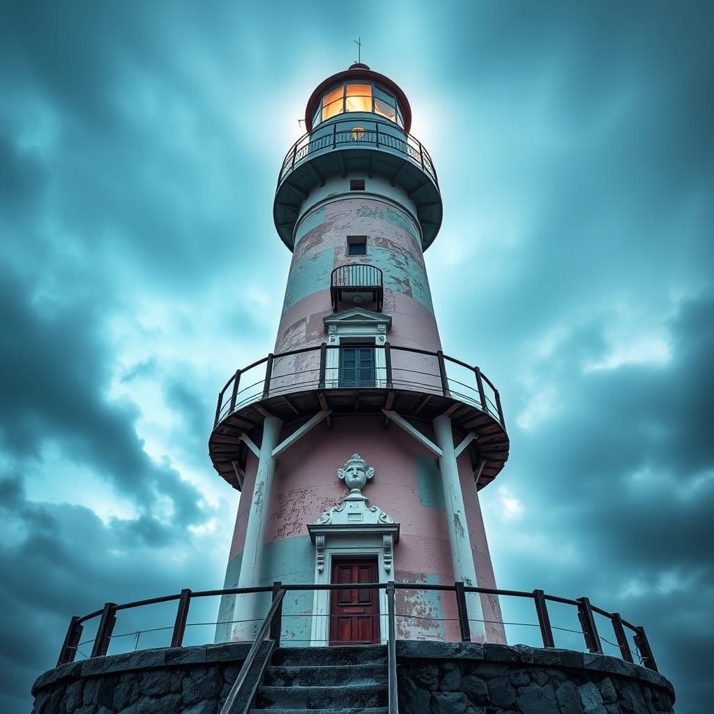 Colorful Lighthouse in Hyperrealistic HDR Style