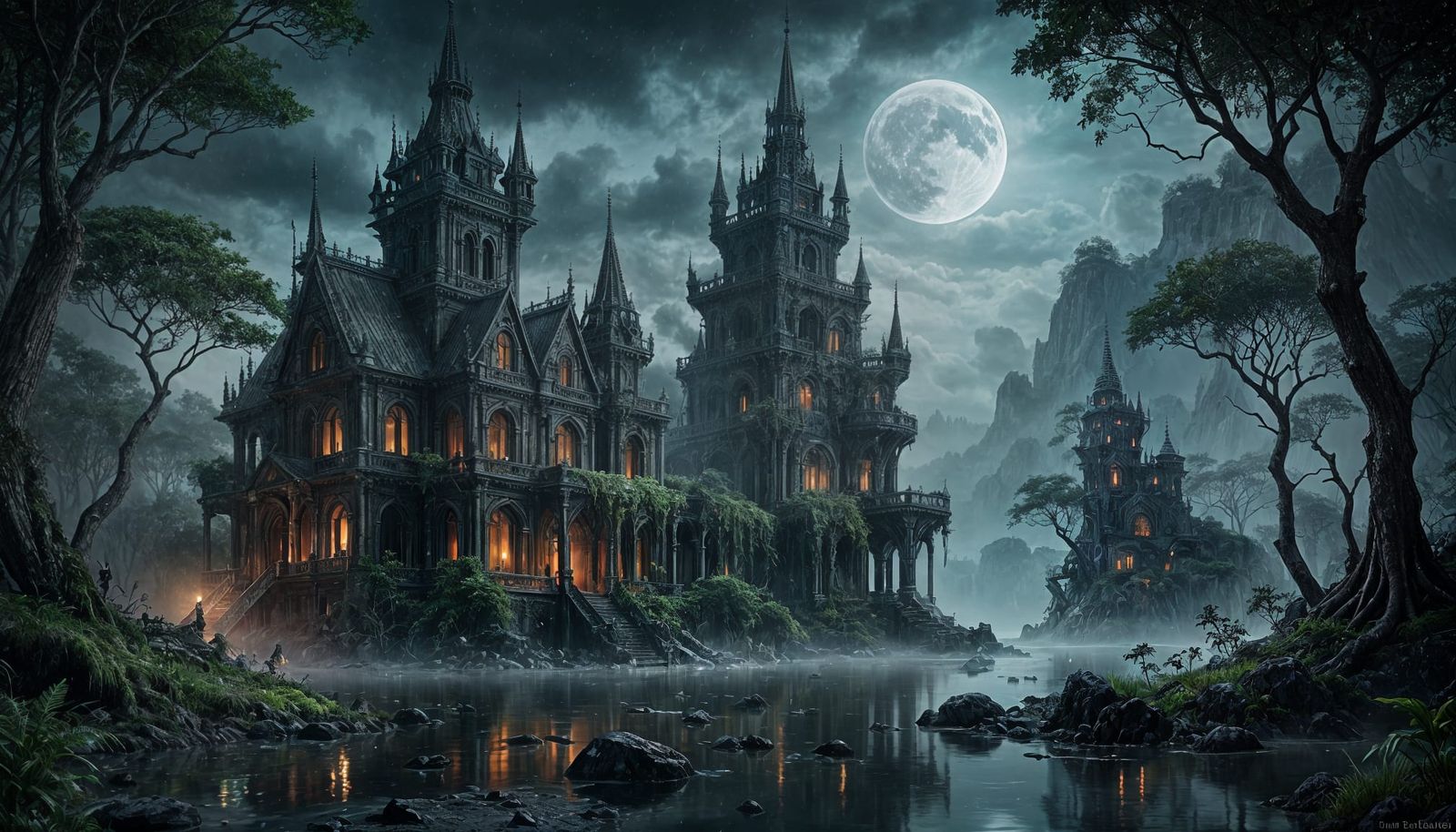 Mysterious Fantasy Jungle at Indigo Dusk