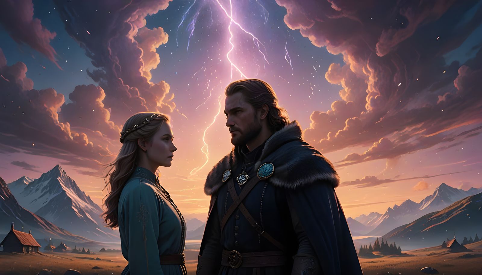 Twilight Rendezvous: Glowing Runes and Northern Lights