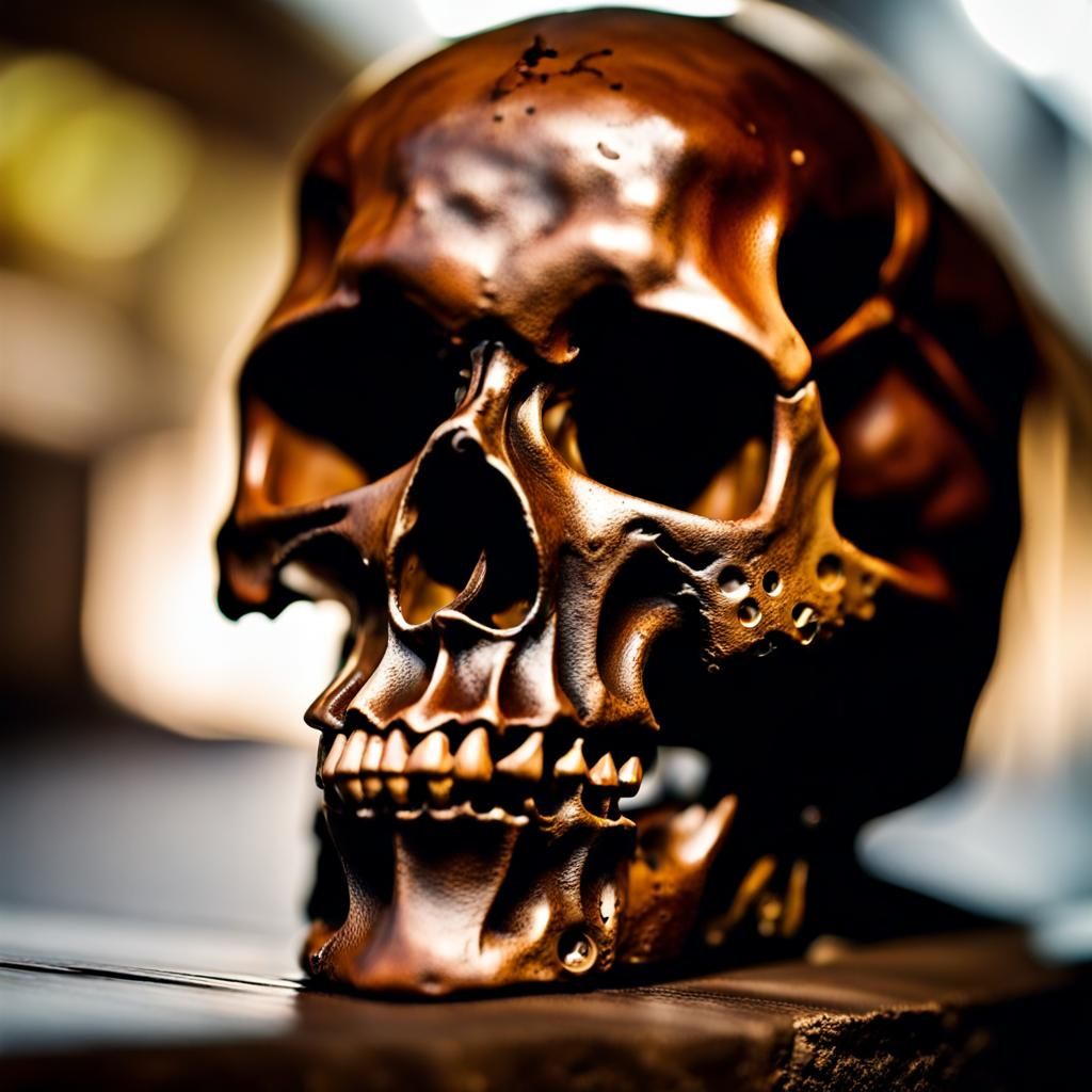 Rusty Metal Skull in Detailed Photography