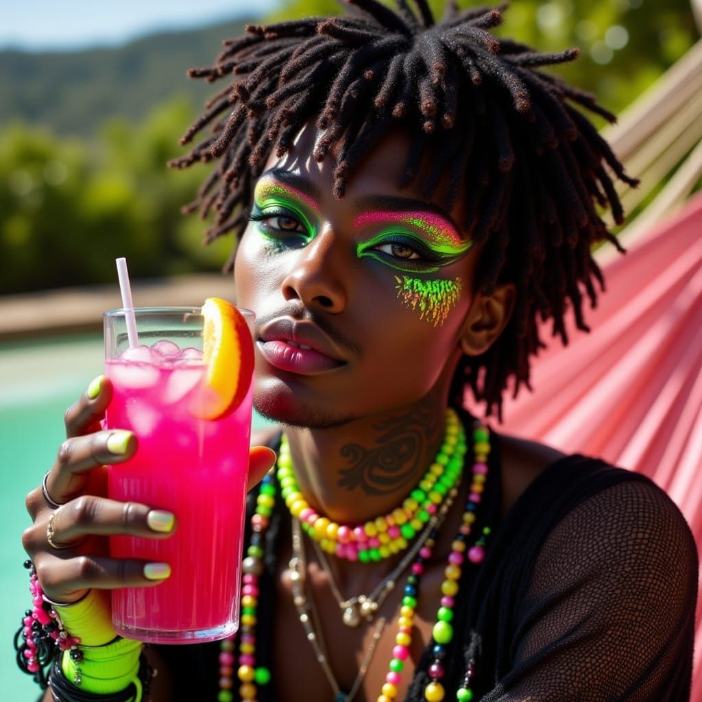 Transgender Man in Neon Punk Aesthetic