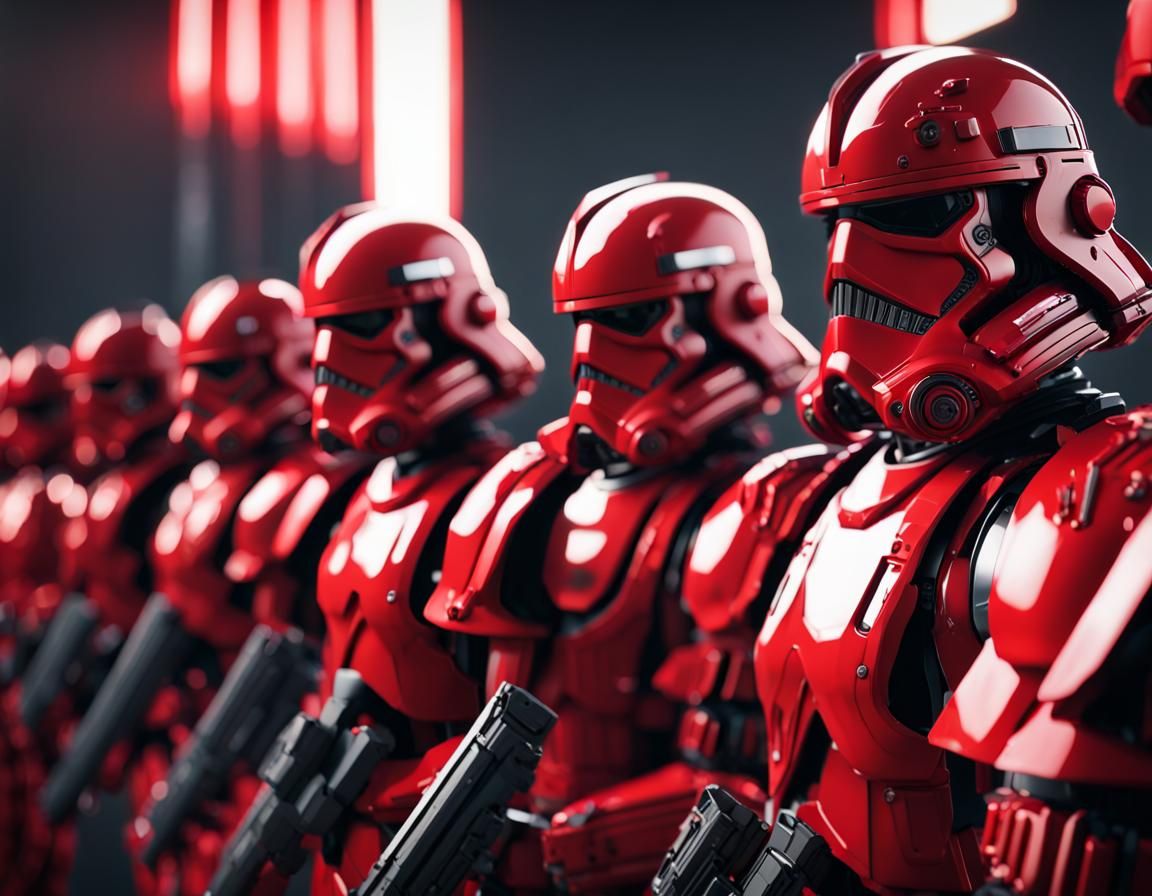 Imperial Stormtrooper Samurai in Red Armor, 8K Render