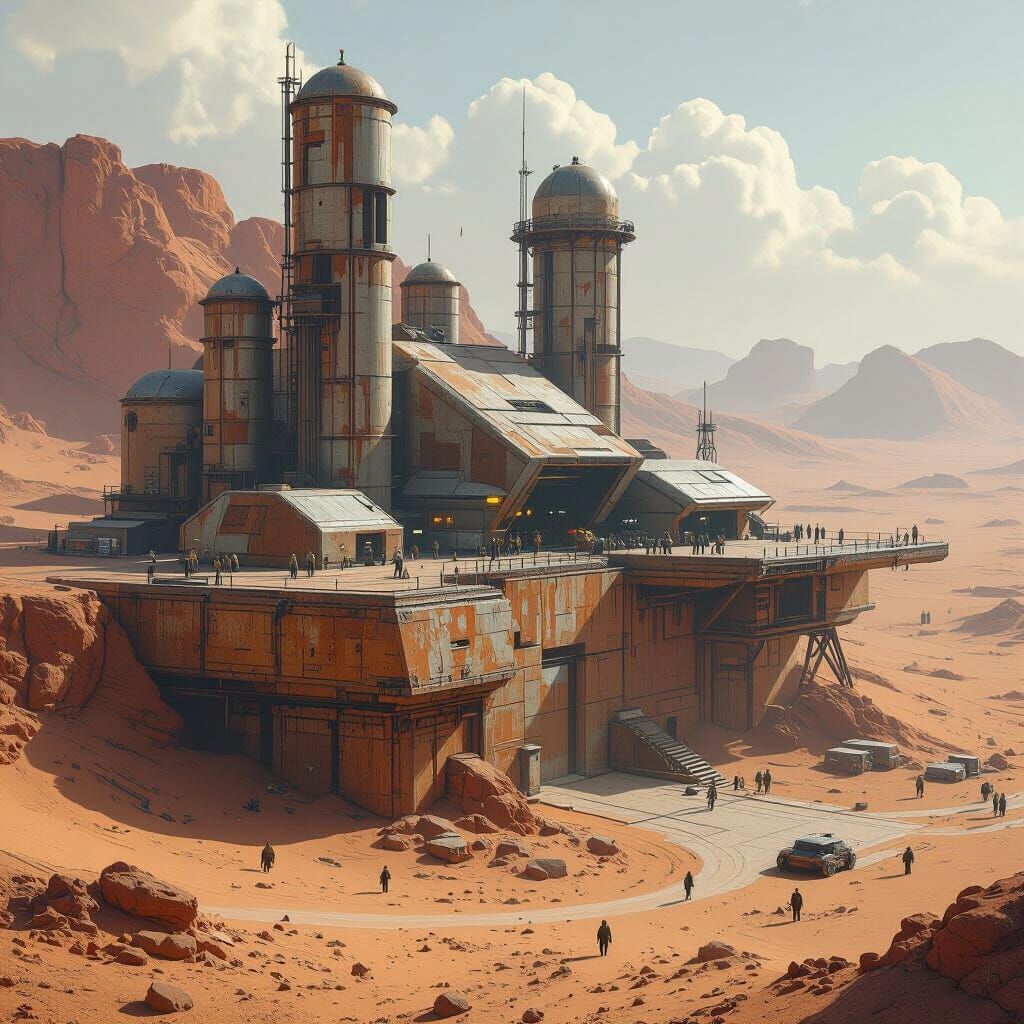 Dystopian Desert Outpost on Alien World