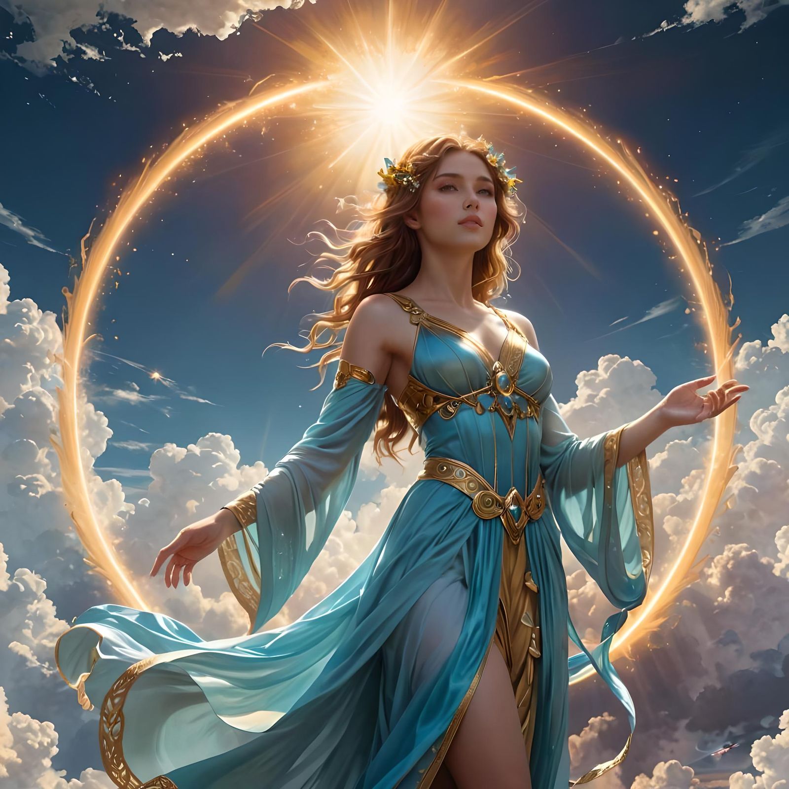 Heavenly Celestial Goddess Portrait in Divine Light